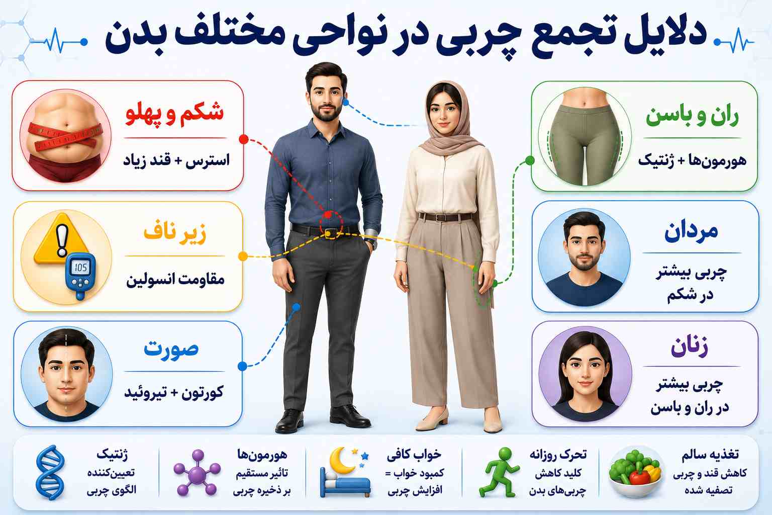 علت چاقی شکم و پهلو
